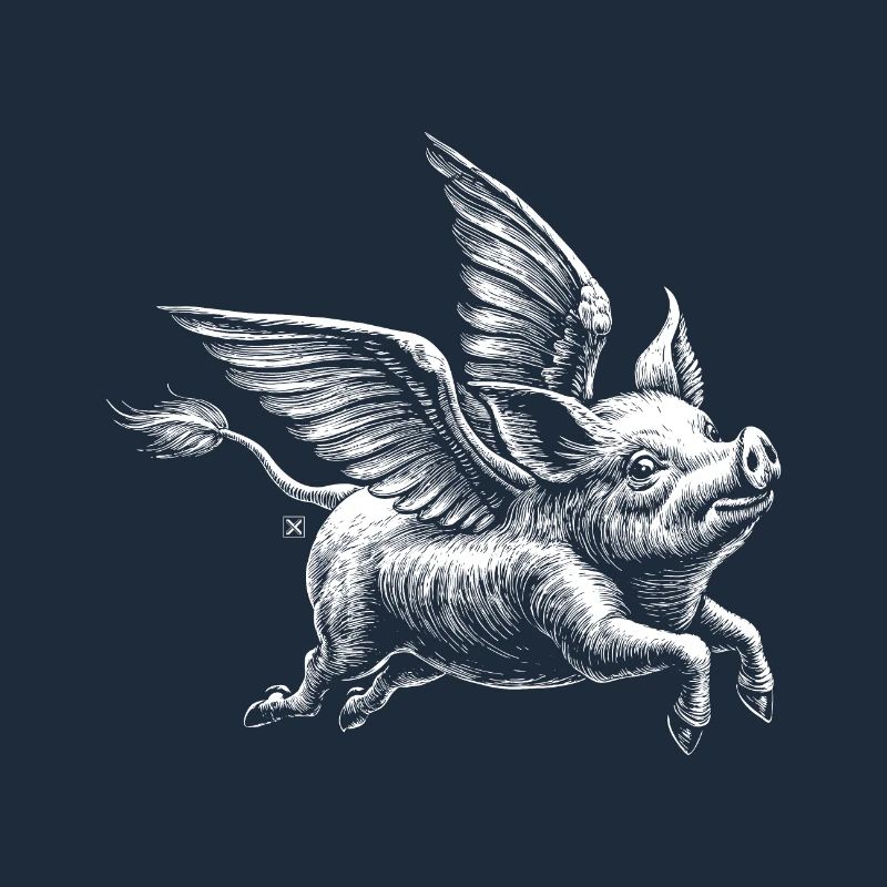 Winged pig: retro illustration