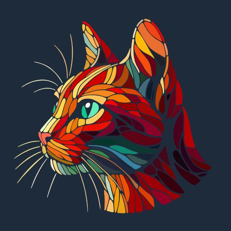 Red cat head geometric art polygons