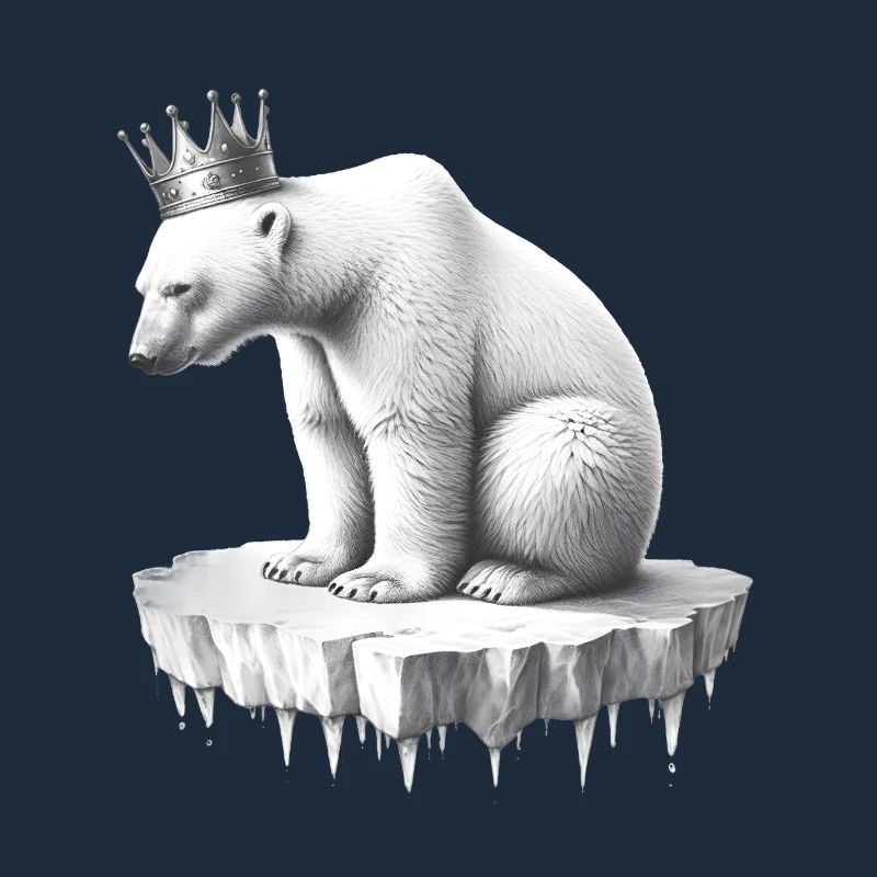 Eisbär mit Krone auf Eisscholle arktische Tierwelt