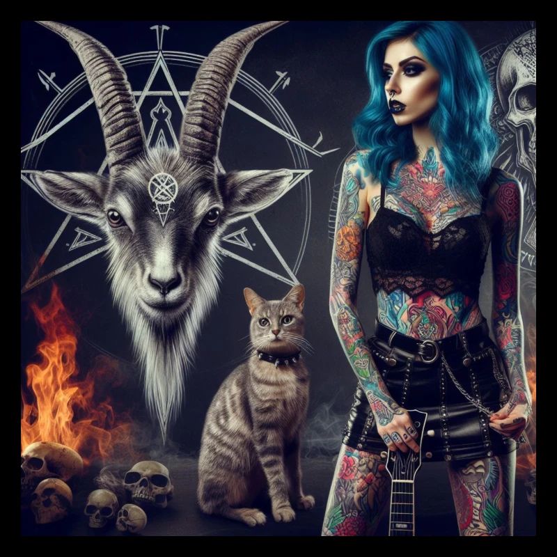 Metal Hell Männliche Ziege und Katze