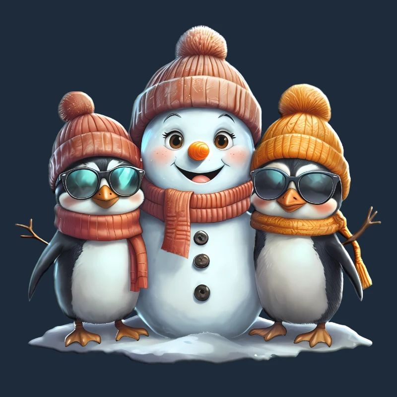 Winterfreunde: Pinguine & Schneemann