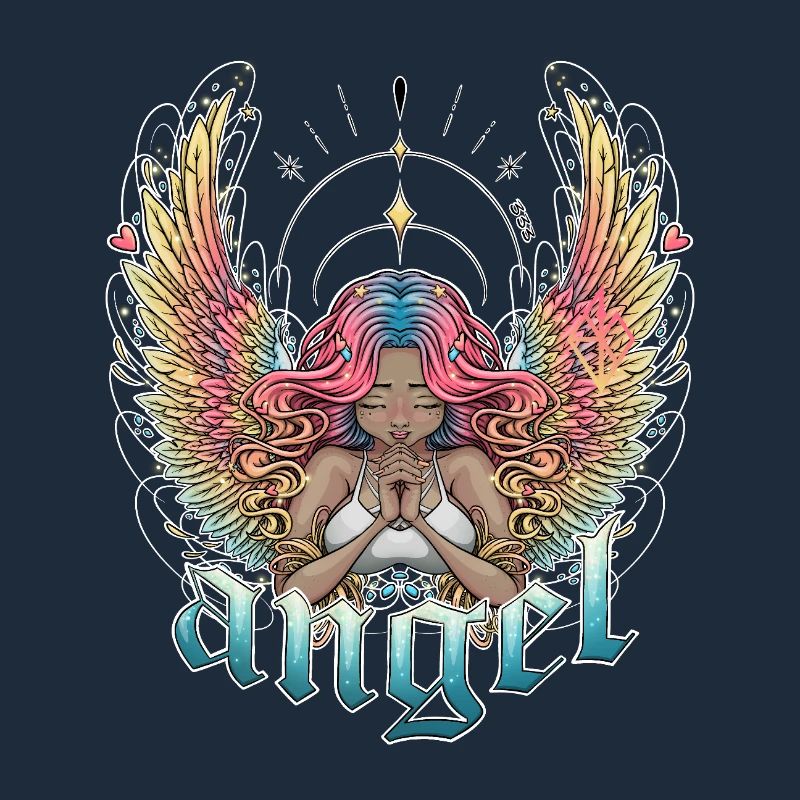Celestial Angel with Multicoloured Wings