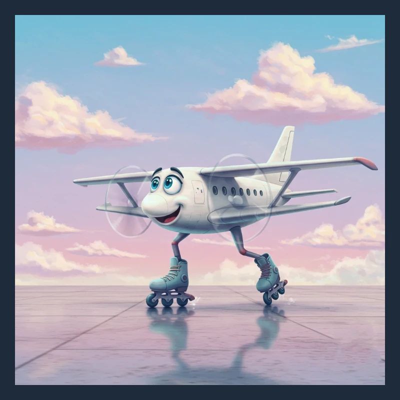 Airplane on Roller Skates with a Smile