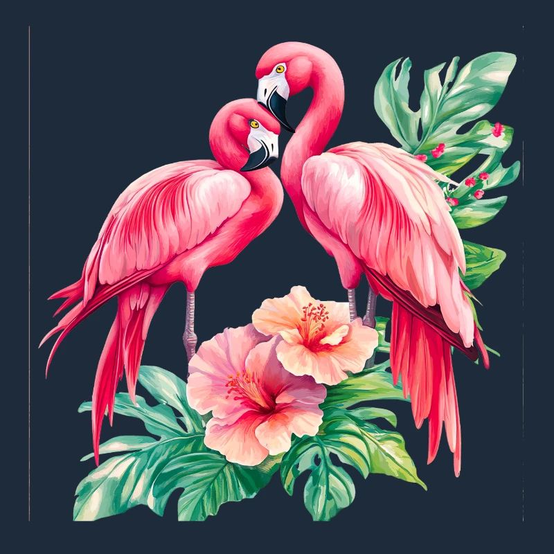 Duo d’amour flamant rose dans la forêt tropicale