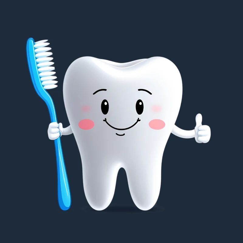 Smiling tooth with toothbrush