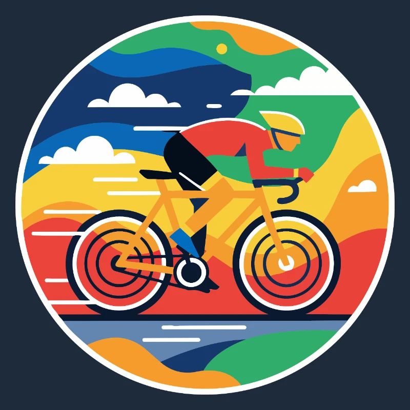Image circulaire colorée de cycliste