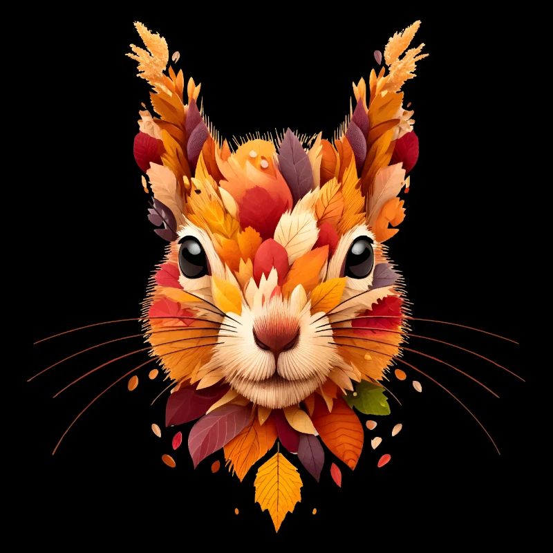 Squirrel, designed from different leaves