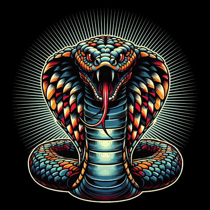 motif serpent Cobra dynamique et coloré