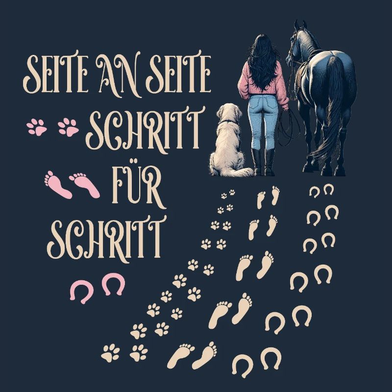 Frauchen Hund und Pferd