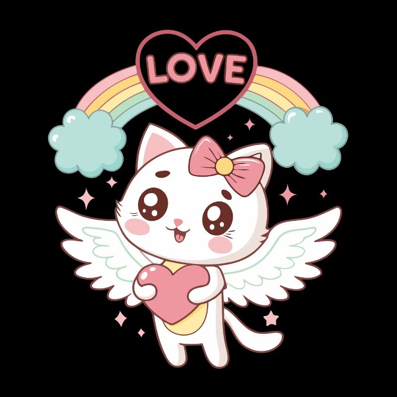 Rainbow Love Winged Cat