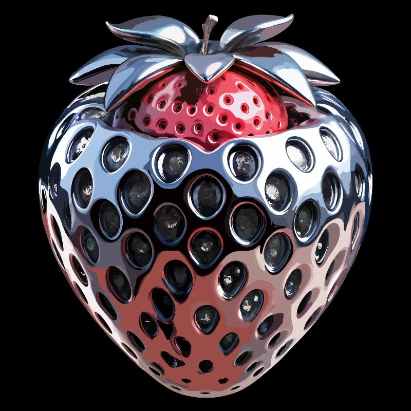 Futuristic Chrome Strawberry