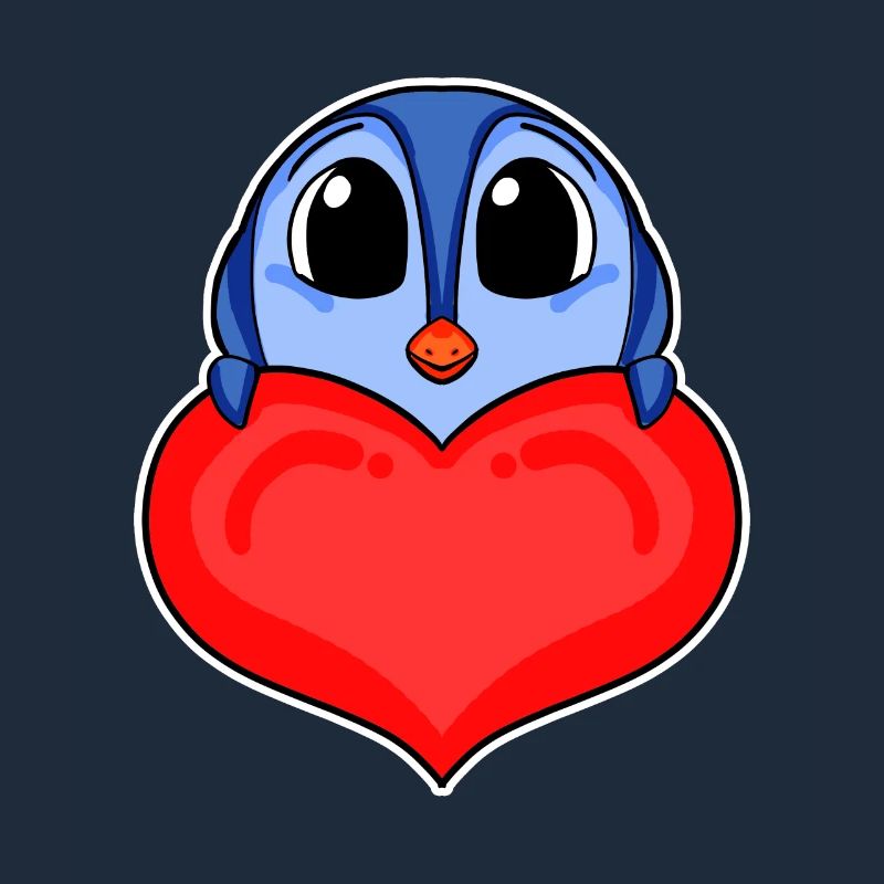 Pinguin mit Herz - Liebe Romantisch