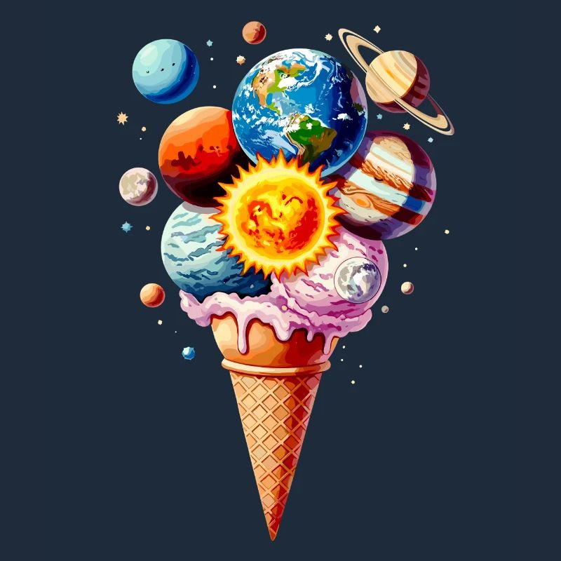 Planeten Eiscreme Waffel Eis