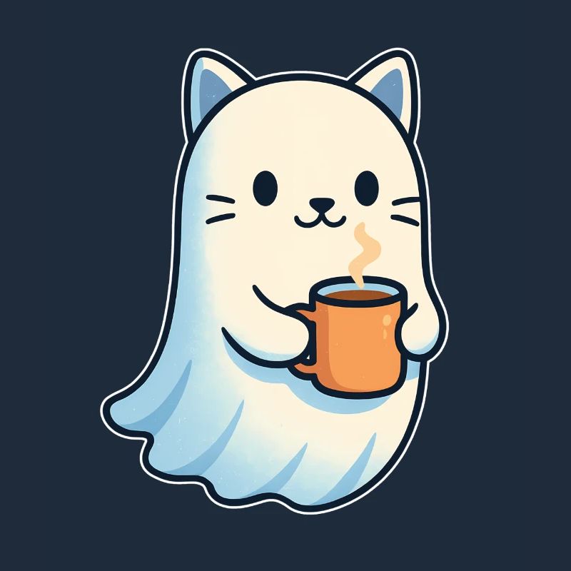 Kaffeegeist Katze mit Becher