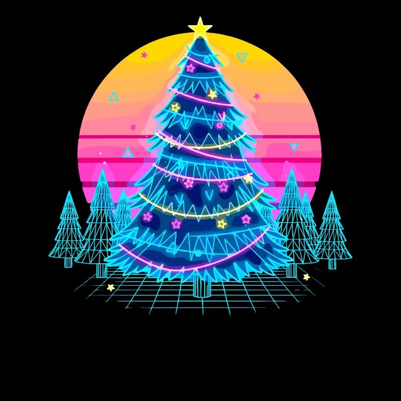 Néon arbre de Noël coucher de soleil