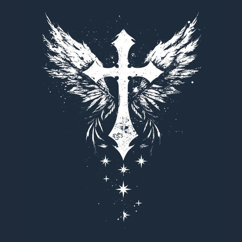Goth Kreuz mit Engelflügel Gothic