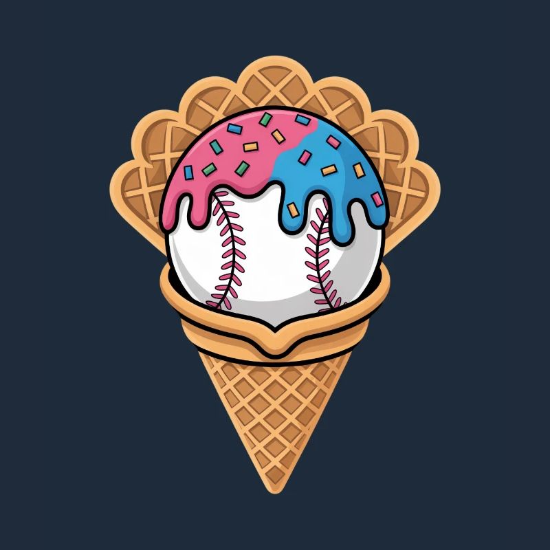 Baseball Eiscreme In Waffel Mit Streuseln