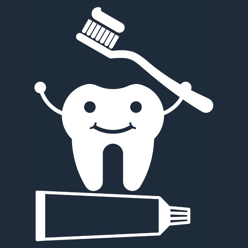 Tooth with toothbrush and toothpaste