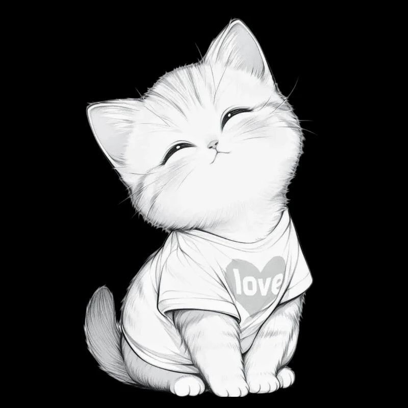 Kuschelige Katze im Herzen Liebe