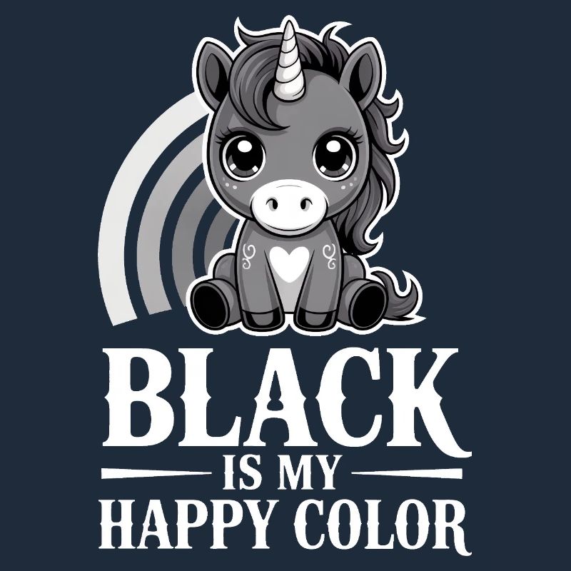Le noir est ma licorne de couleur joyeuse