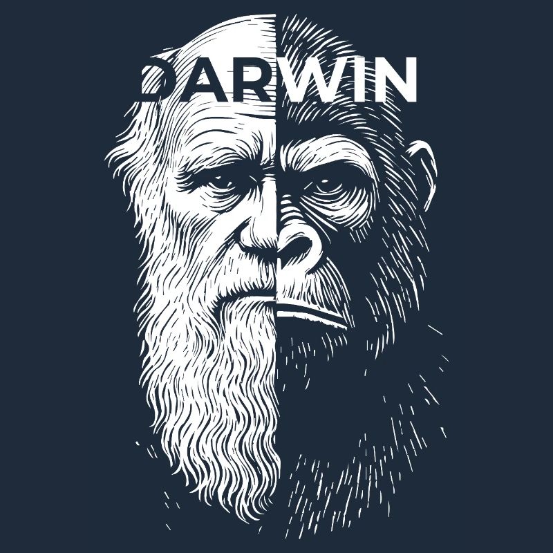 Portrait divisé du gorille de Darwin