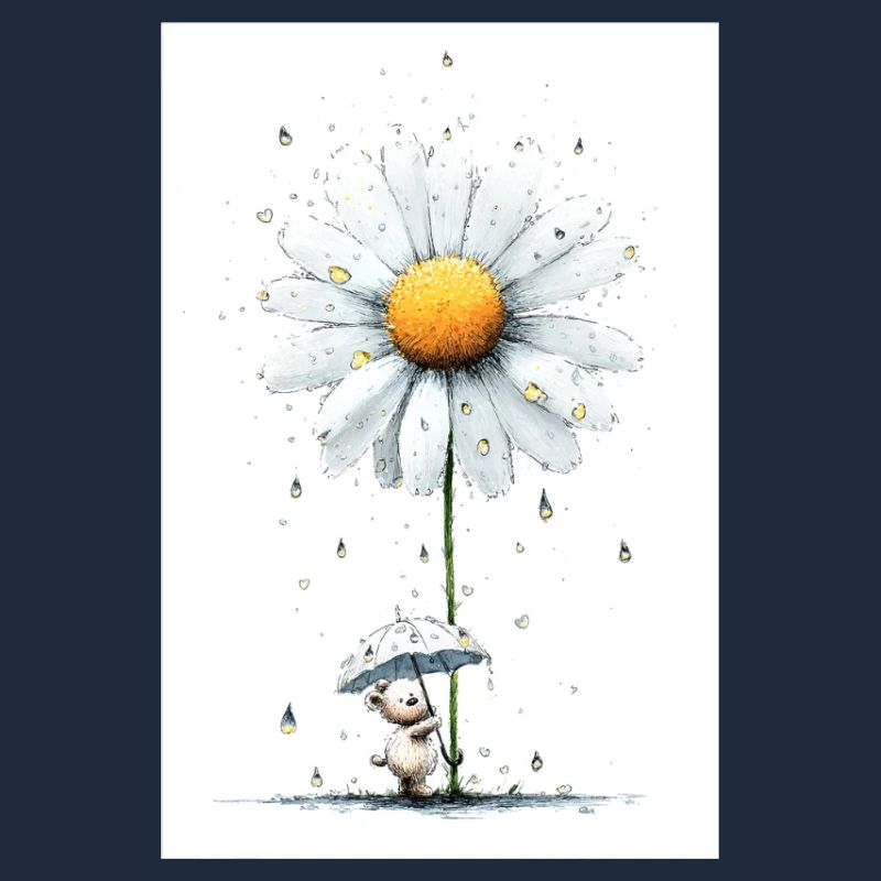 Gänseblümchen Bär mit Regenschirm