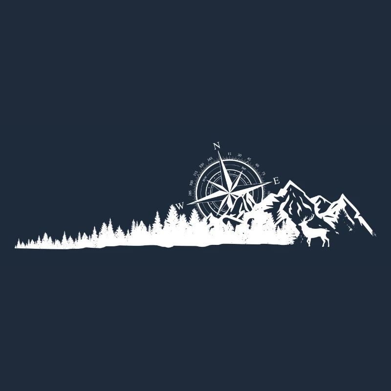 Compass Mountain Ridge Silhouette