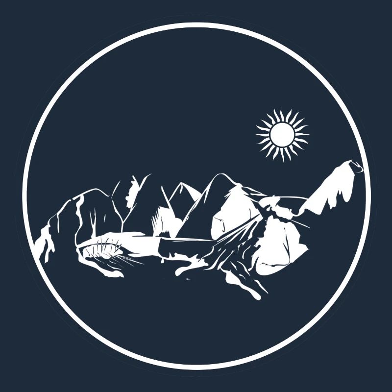 Circle Stamp Mountain Landscape Moonlight