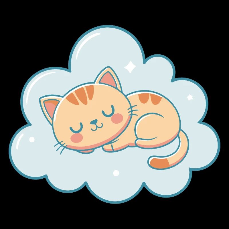 Dreamy kitten on pastel sky blue cloud