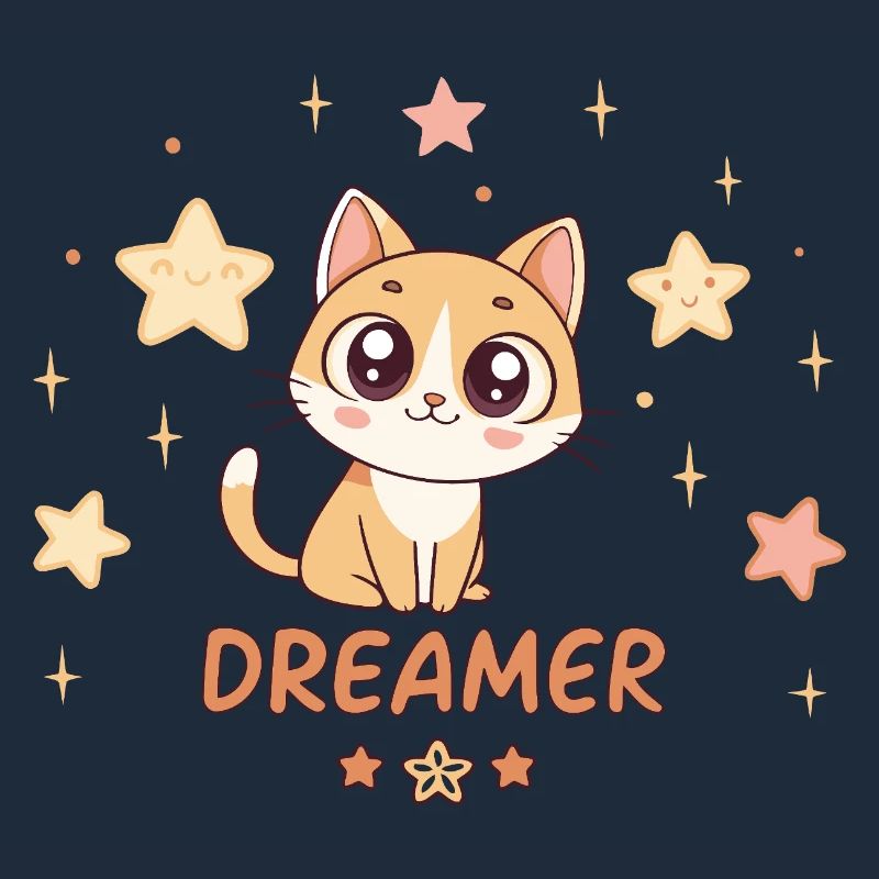 Chaton Reveur et Etoiles Douces