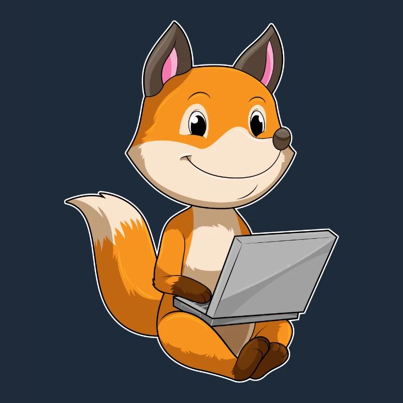 Fuchs avec ordinateur portable