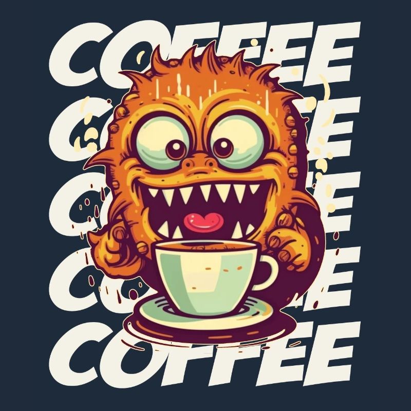 Coffee monster with lettering