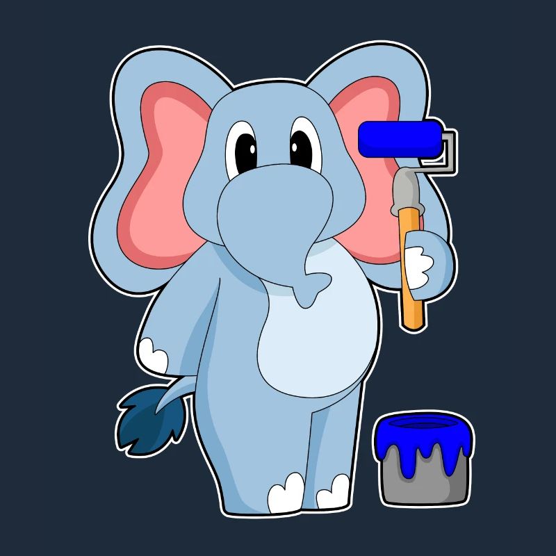 Elefant Maler Farbroller Malen