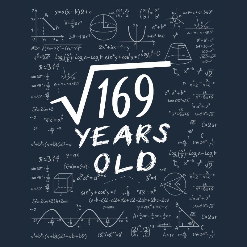 13th Birthday 13 years Square root of 169 math
