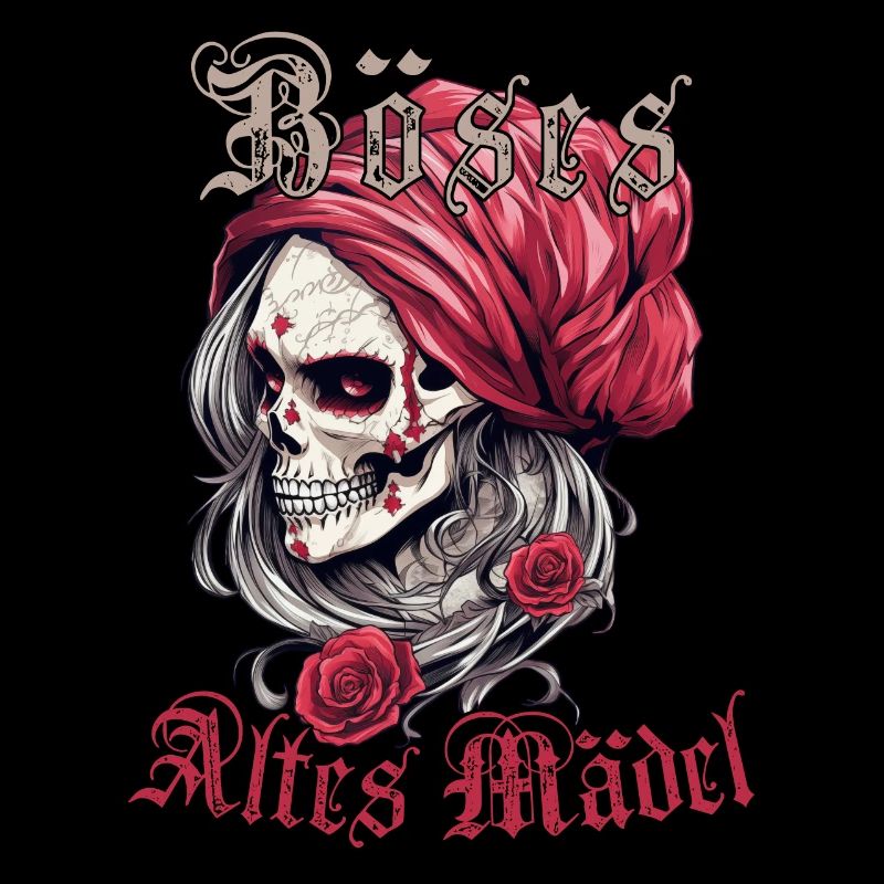 Bad Old Girl Roses Skull Skull Skeleton