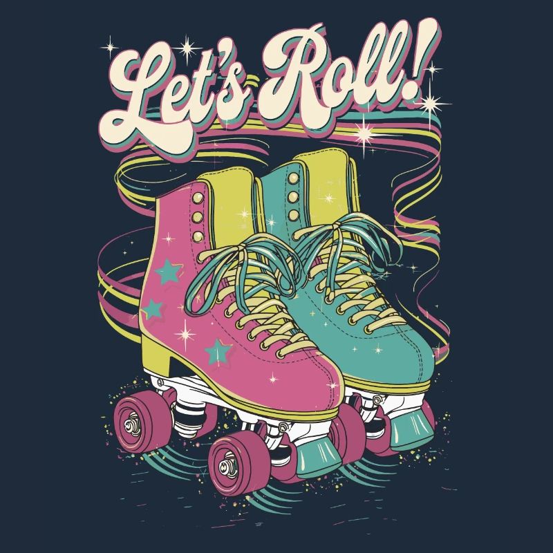 Let's Roll Buntes Retro-Rollschuh-Design