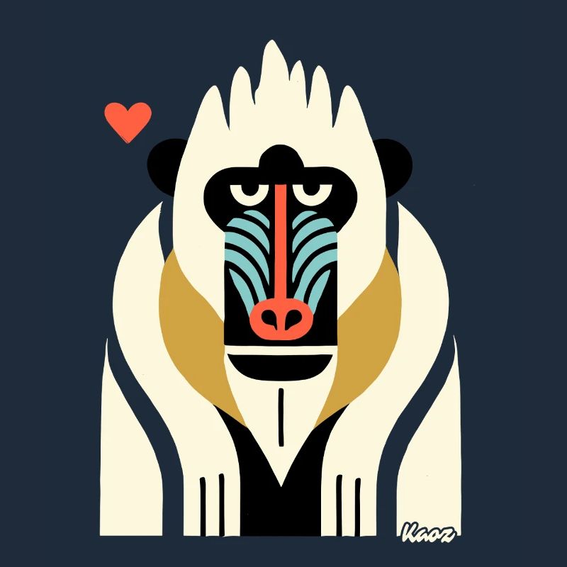 Bold Tribal Mandrill Monkey Illustration