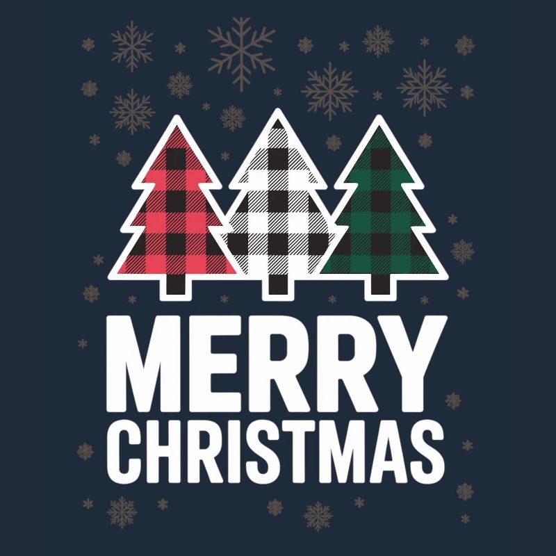 Merry Christmas - Karierter Baum mit Schnee
