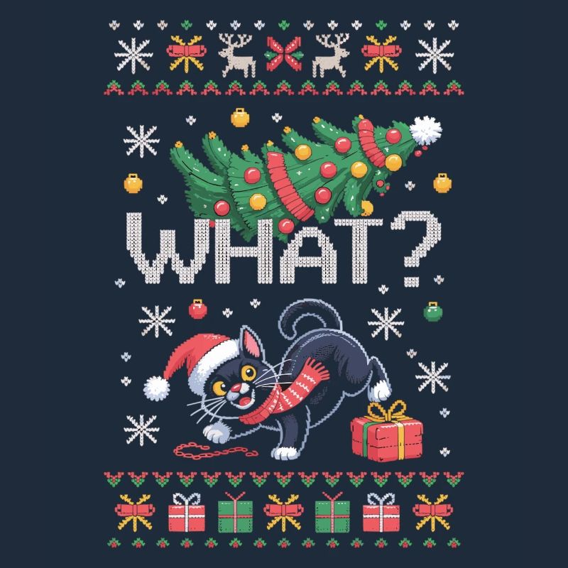 Chemise de Noël chat – Quoi ? Style pull moche