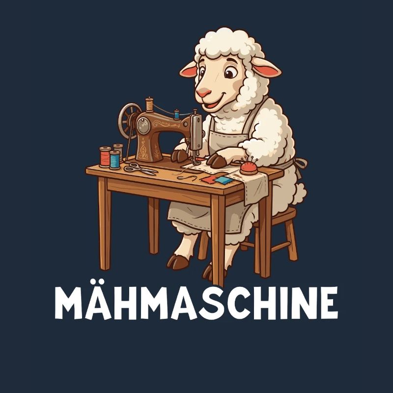 Tonduse Douce brebis à la machine à coudre