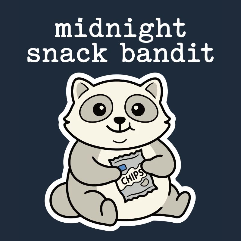 Motif de la bande dessinée Snack Raton laveur avec chips