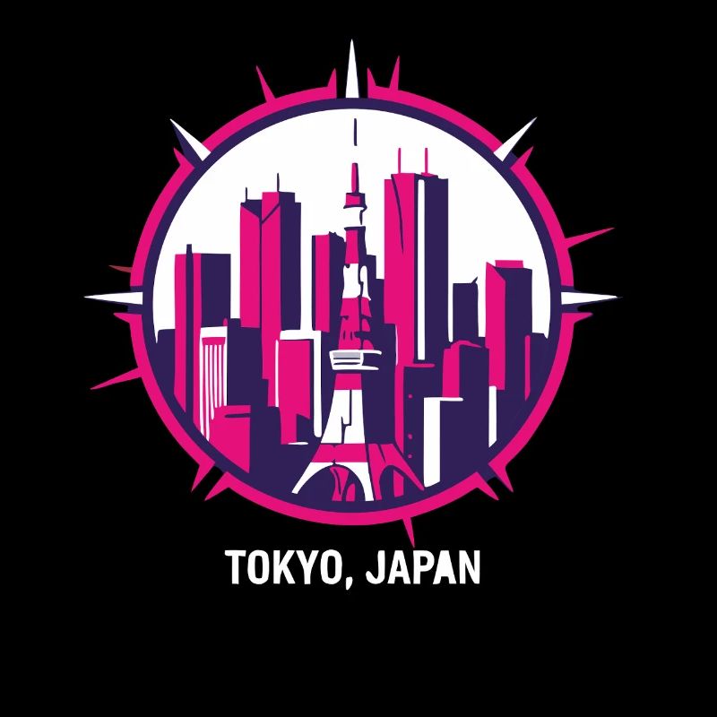 Tokyo Japan Skyline Compass