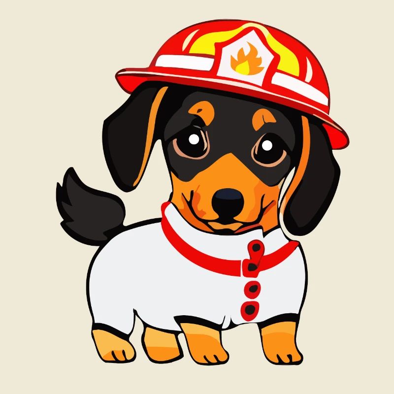 Dachshund en tant que pompier