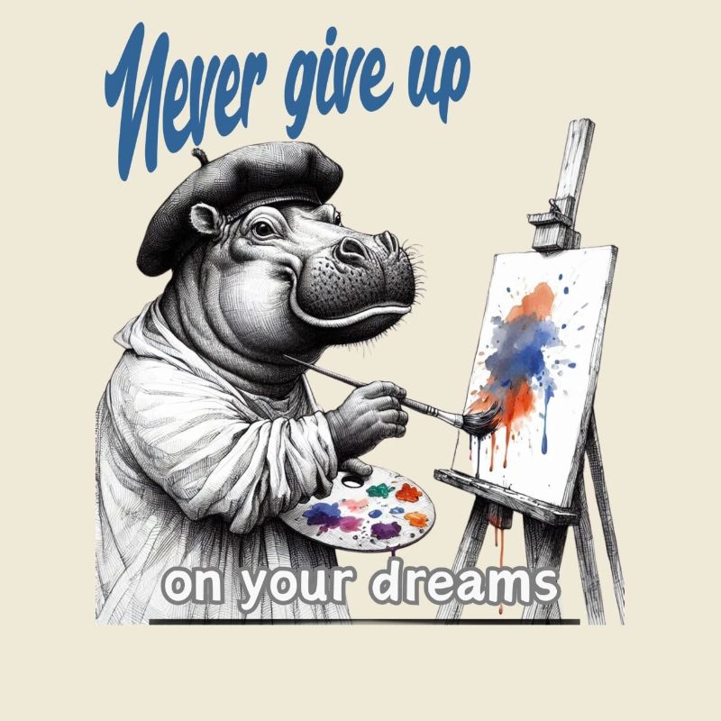 Never give up Painter Hippo