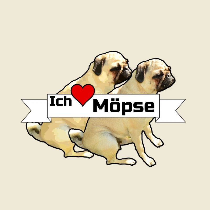 Ich liebe Möpse Mops, Hund, Geschenk Sprüche