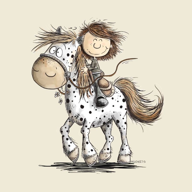 Cheval drôle avec cavalier cheval de dessin animé