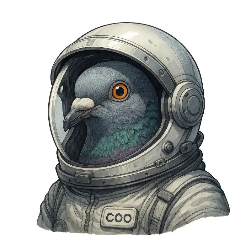 Pigeon astronaute gros plan dans le casque de combinaison spatiale