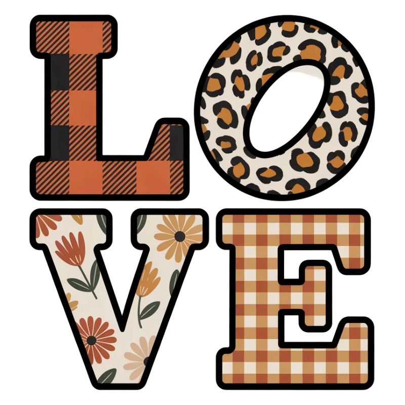 Love contrasting patterns in decorated letters