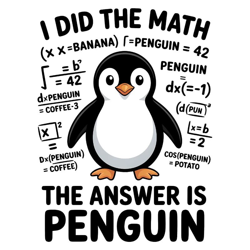 Math Sayings Penguin Funny Math Gift