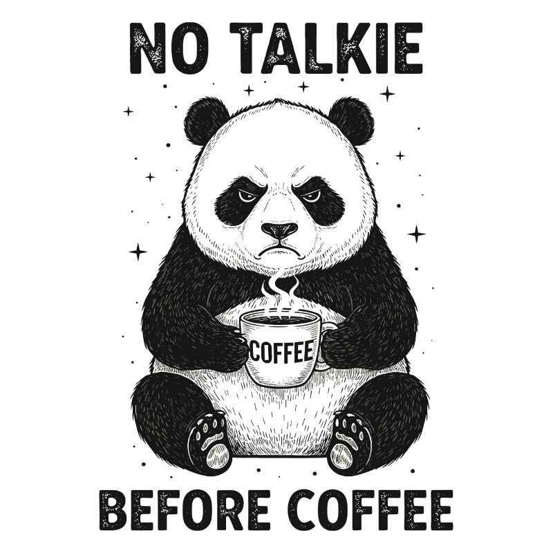 Pas de conversation devant un panda amateur de café